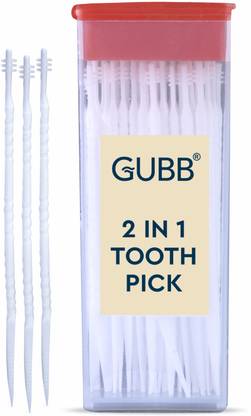 GUBB 2 In 1 Plastic Tooth Picks And Interdental Brush 50 Pcs