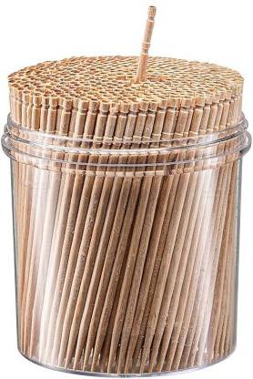 cezliar Bamboo Wooden Toothpicks Round Toothpicks in Plastic Storage Holder 300 sticks