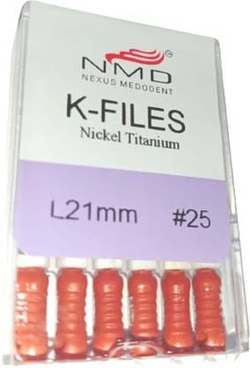 NMD NEXUS MEDODENT NITI-K-Files (21MM, RED(#25 NO)) (Pack of 6pc) Dental Implant