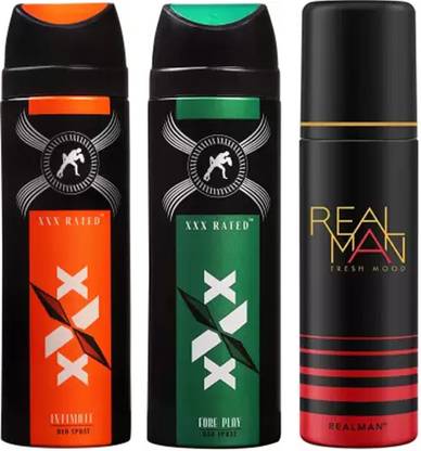Real Man 1 Fresh Mood Deo 150ml & XXX 2 Fore Play ,Intimate deo 150ml Deodorant Spray  -  For Men & Women