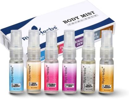 Riyo Herbs Body Mist Trail Pack of 6 Flavour (5ml) | Body Mist  -  For Men & Women