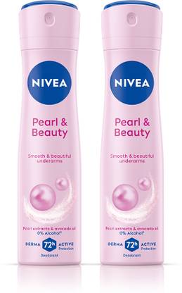 NIVEA Pearl and Beauty Combo for Smooth Underarms, 0% Alcohol, 72h Active Protection Deodorant Spray  -  For Women