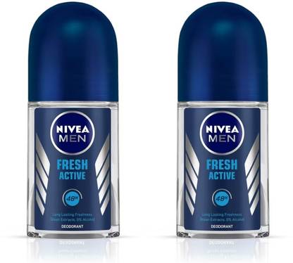 NIVEA Fresh Active Long Lasting Deo Roll On for Men (25ml X 2) Deodorant Roll-on  -  For Men