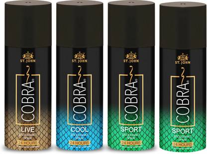 ST-JOHN Cobra Deo Live, Cool & Two Sports Deodorant Spray Deodorant Spray  -  For Men & Women