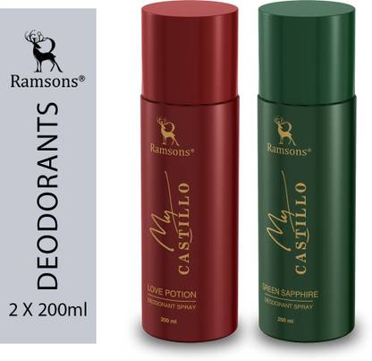RAMSONS MY CASTILLO LOVE POTION & MY CASTILLO GREEN Combo Deodorant Spray  -  For Men & Women