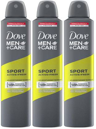 DOVE Men+Care Sport Active + Fresh Dry Spray Antiperspirant Deodorant (Pack of 3) Deodorant Spray  -  For Men