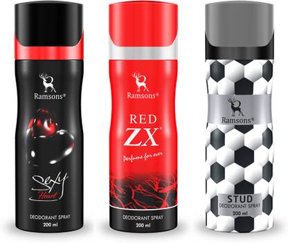 RAMSONS SexyHeart, Red ZX and STUD Deodorant Combo Deodorant Spray  -  For Men & Women
