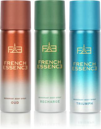 FRENCH ESSENCE Combi Pack of Oud,Triumph,Recharge Deodorant Spray  -  For Men