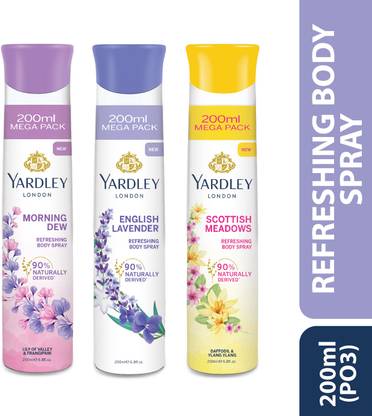 Yardley London Morning Dew Refreshing Body Spray + English Lavender + Scottish Meadows Deodorant Spray  -  For Women