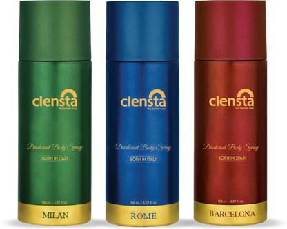 Clensta Milan Rome & Barcelona Deodorant for Men Combo Long Lasting Body Spray for Men Deodorant Spray  -  For Men