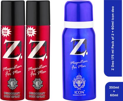 Z - Magnetism for Men Deo 175 ml(pack of 2) +60ml Deo Body Spray  -  For Men