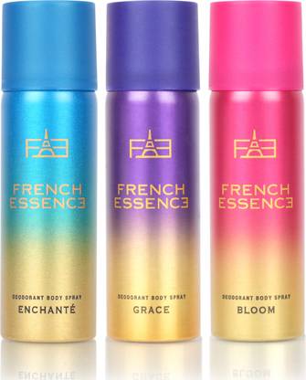 FRENCH ESSENCE Luxury Combo Pack Enchante,Grace & Bloom (50ml Each) Long Lasting Fragrance Deo Deodorant Spray  -  For Women