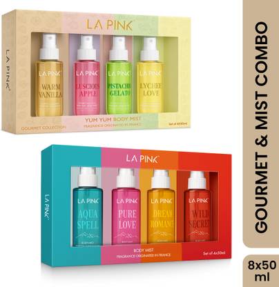 La Pink Body Mist Perfume 8-in-1 | Multi Fragrances | 8 x 50ml | Long-Lasting Gift Set Body Mist  -  For Men & Women
