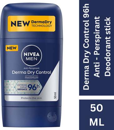 NIVEA Derma Dry Control Men Maximum 96H Anti- Perspirant Stick Deodorant Stick  -  For Men