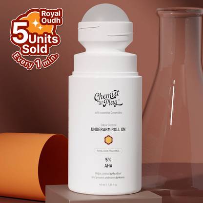 Chemist at Play 5% AHA Underarm | Lactic Acid | - Royal Oudh Deodorant Roll-on  -  For Men & Women