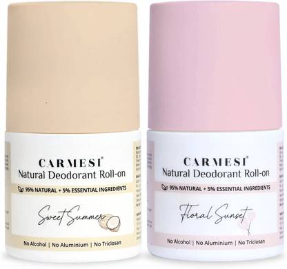 Carmesi Combo of 2 Fragrances - Sweet Summer & Floral Sunset | Natural Underarm Deodorant Roll-on  -  For Women