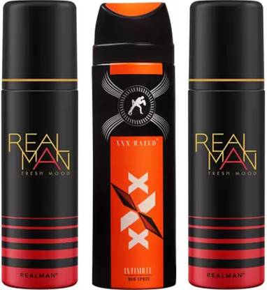 Real Man 2 Fresh Mood Deo 150ml & XXX 1 intimate deo 150ml Deodorant Spray  -  For Men & Women