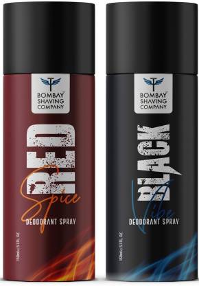 BOMBAY SHAVING COMPANY Red Spice & Black Vibe 150ml x 2 Combo Deodorant Spray – For Men  (300 ml, Pack of 2)