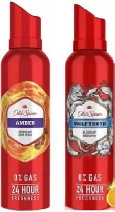 OLD SPICE 1 Amber +1 Wolfthorn Deodorant For Men *2Pcs Body Spray  -  For Men