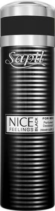 Sapil Nice Feelings Black Perfumed Deodorant For Men 200ml Perfume Body Spray  -  For Men