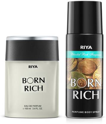 RIYA Born Rich Perfume 100 ML & Born Rich Deodorant 150 ML Combo Pack Perfume Body Spray - For Men & Women