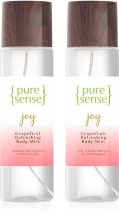 PureSense Joy Grapefruit Body Mist Combo Long Lasting Fragrance Body Mist – For Women  (300 ml, Pack of 2) at Rs. 127