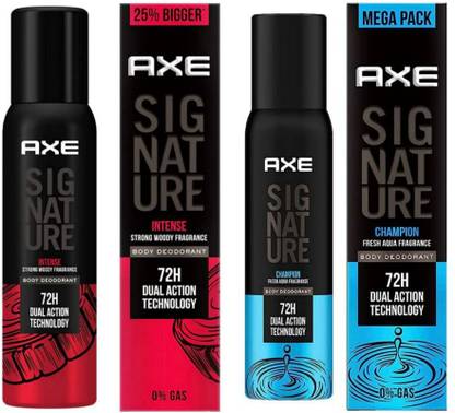 AXE Signature Intense and Champion No Gas Body Spray For Men Pack of 2 Deodorant Spray  -  For Men