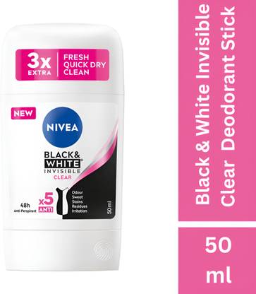 NIVEA Black & White Antiperspirant Stick Clear Deodorant Stick  -  For Women