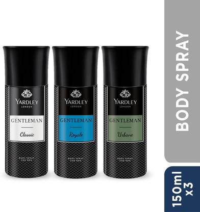 Yardley London Gentleman Deo Tripack - Classic, Urbane, and Royale-Masculine Fragrance Body Deodorant Spray  -  For Men