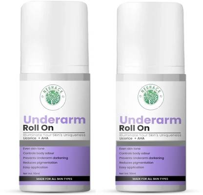 Neuhack UnderArm Whitening Roll On with 4% AHA - Fights Body Odor, Brightens armpits Deo Deodorant Roll-on  -  For Men & Women