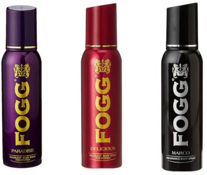 FOGG Pardise 120 ML , Delicious 120 ML & Marco 120 ML Perfume Body Spray  -  For Men & Women