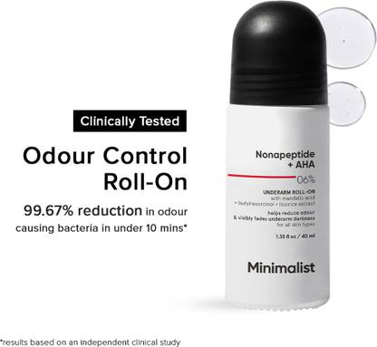 मिनिमलिस्ट 6% Nonapeptide+ AHA BHA Underarm Roll-On Controls Odour & Fades Darkness  -  पुरुषों और महिलाओं के लिए