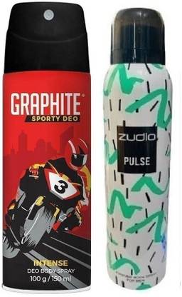 zudio PULSE -1,GRAPHITE INTENCE-1 PACK OF 2 Body Mist  -  For Men & Women