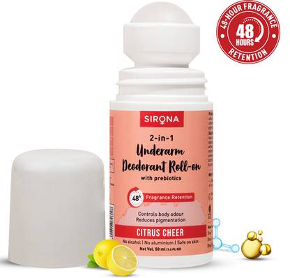 SIRONA Underarm Deodorant Roll On with Citrus Lemon | 48 hour Fragrance Retention Deodorant Roll-on  -  For Men & Women