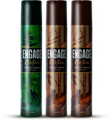 Engage Nature Deo: 2 Woody Musk & 1 Forest Fresh (150ml X 3) Deodorant Spray  -  For Men