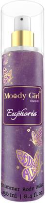 Moody Girl Euphoria Shimmer Body Mist for Women 250ml Fresh Floral Moosy & Amber Fragrance Body Mist  -  For Women
