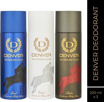 DENVER Sporting Club Rider, Goal & Victor (Pack of 3) Deodorant Spray  -  For Men