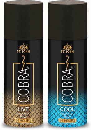 ST-JOHN Cobra Deo Cool (150 ml) & Cobra Deo Live (150 ml) Deodorant Spray - For Men