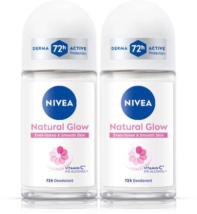 NIVEA Natural Glow, Even Tone & Smooth Skin, with Vitamin C & 0% Alcohol Deodorant Roll-on  -  For Women