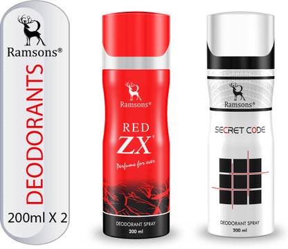 RAMSONS Secret Code and Red ZX Deodorant Combo Deodorant Spray  -  For Men & Women