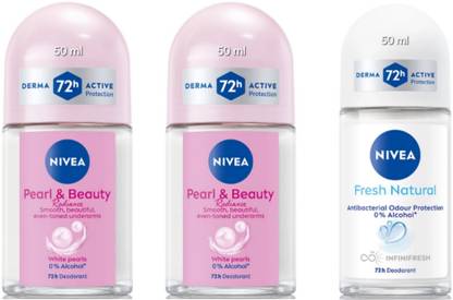 NIVEA Deo Roll-on-50mlEach-Pearl & beauty radiance (pck2),Fresh natural (pck1) Deodorant Roll-on  -  For Men & Women