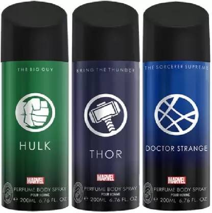 one8 deo Marvel Deo Tho r,Hulk & DrStrange Deo 200ml *3 (600ml,Pack of 3) Perfume Body Spray  -  For Men