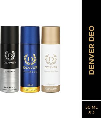 DENVER Black.code Original, Pride & Imperial Nano Deodorant Spray  -  For Men