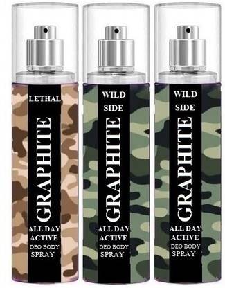 GRAPHITE LETHAL-1,WILD SIDE-2 PACK OF 3 Perfume Body Spray  -  For Men & Women