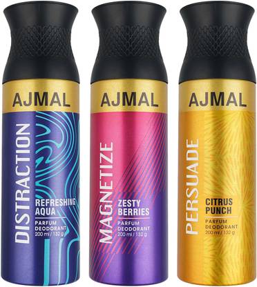 Ajmal Distraction & Magnetize & Persuade Deodorant Combo Pack of 3 Deodorant Spray  -  For Men & Women