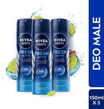 Nivea Men Fresh Active Combo , Antibacterial 48h Protection, Long Lasting, Anti Prespirant Deodorant Spray  -  For Men