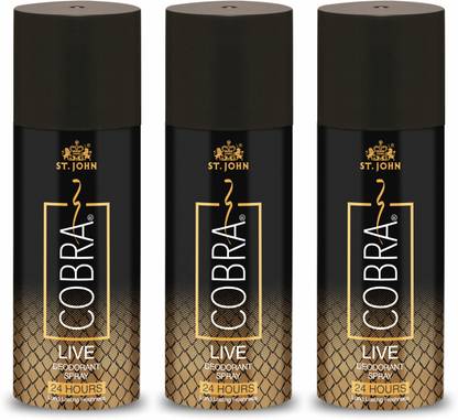 ST.JOHN Cobra Deo Live 150ml (Pack of 3) Deodorant Body Spray - For Men & Women Deodorant Spray  -  For Men & Women