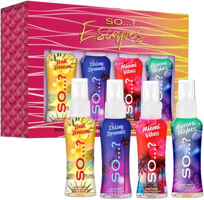 So...? Escapes Jet Set (4x50ml body mists) | Fruity, Citrus, Floral Fragrance mist Body Mist  -  For Women