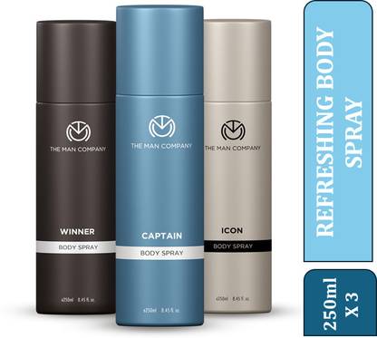 THE MAN COMPANY Captain, Winner and Icon 3 x 250ml | Long-Lasting Deodorant Body Spray Deodorant Spray  -  For Men