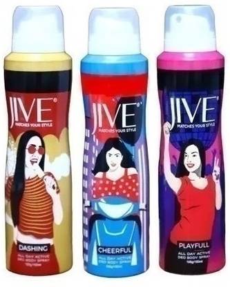 JIVE Dashing-1 cheerful-1 playfull-1 Long-lasting pack of 3 Body Spray  -  For Men & Women